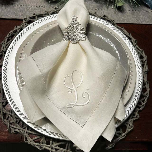 Monogrammed Handkerchief - 고급 정사각형 식탁용 냅킨, 맞춤형 로고,