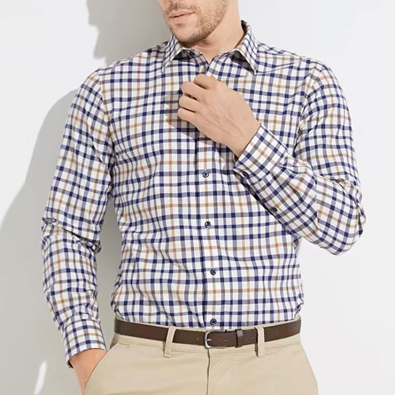 Men Formal Wear Top - 남성용 통기성 순면 긴팔 셔츠, 편안한