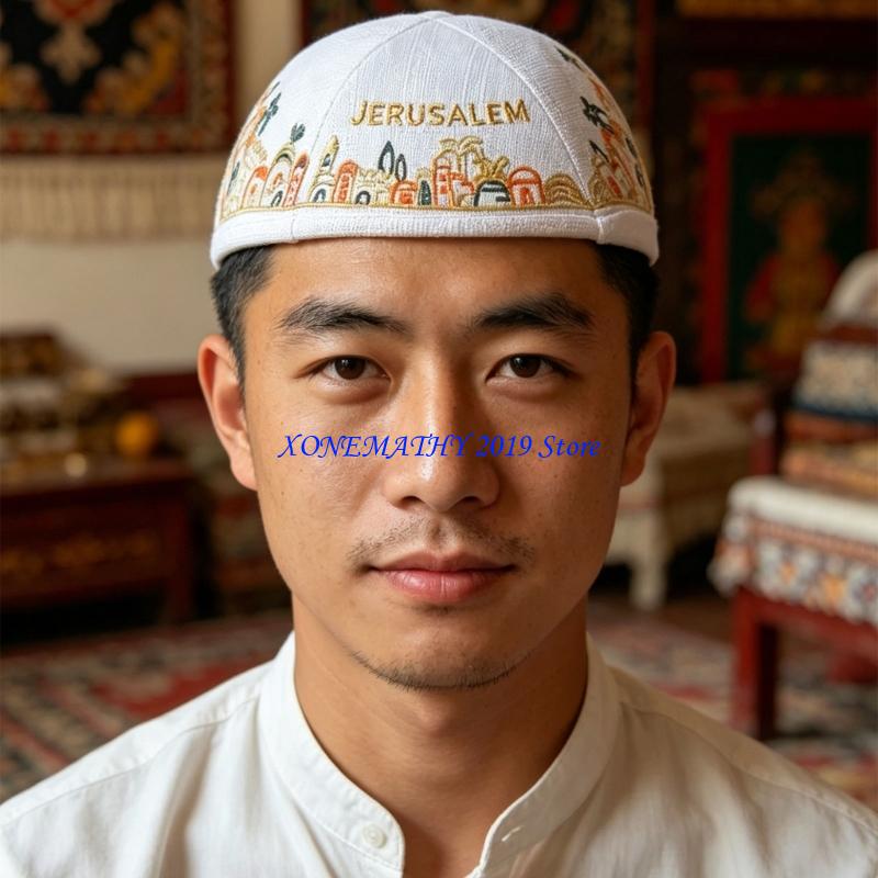 Men'S Formal Ethnic Wear - F42F 수공예 면화 라운드 Yarmulke 모자