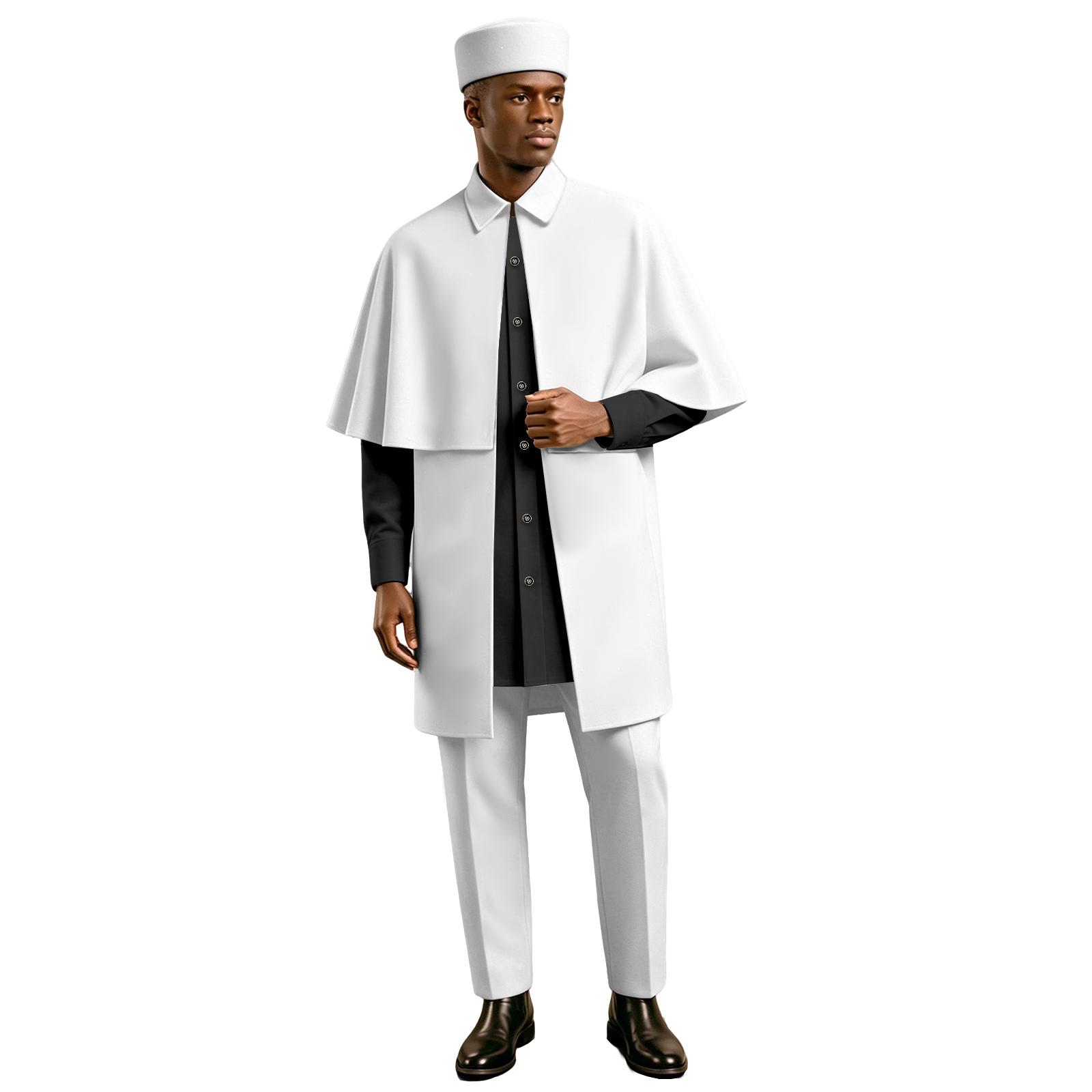 Men'S Formal Ethnic Wear - 남성 아프리카 4피스 케이프 의상 (모자