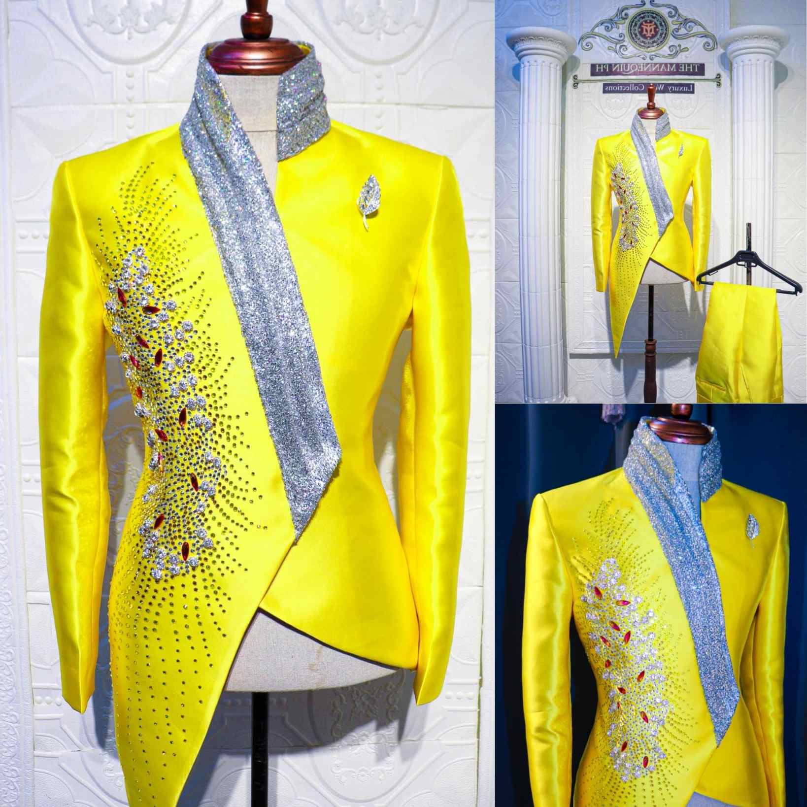 Unique Men'S Formal Wear - 패션 노란색 웨딩 턱시도 독특한 2