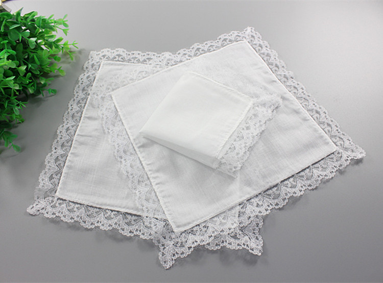 Monogrammed Handkerchief - 여성용 맞춤형 레이스 손수건, 흰색 천