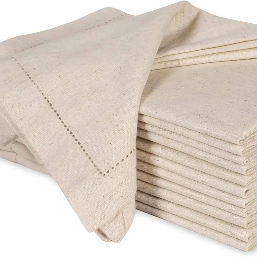Monogrammed Handkerchief - 6개의 린넨 냅킨, 흰색 테이블 냅킨,