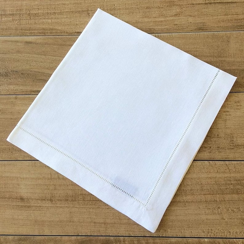 Monogrammed Handkerchief - 4 조각 흰색 냅킨 Hemstitch 천연