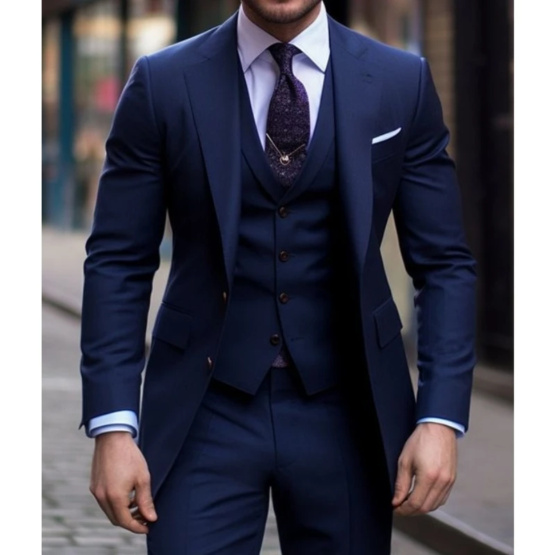 Formal Wear For Men In Wedding - 네이비 블루 3 조각 캐주얼 남성