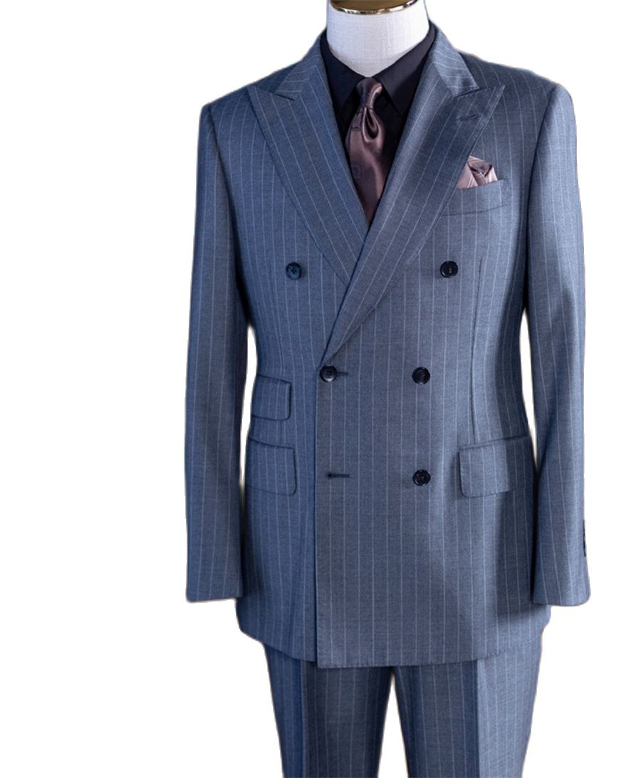 Formal Wear For Men In Wedding - 그레이 스트라이프 더블 브레스트 클래식 남성