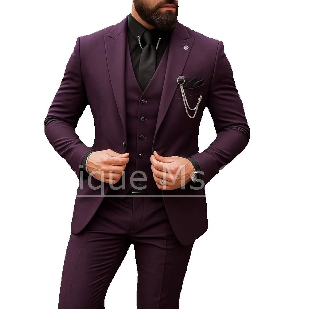 남성용 3피스 정장 싱글 브레스티드 솔리드 컬러 재킷  - Men Formal Party Wear Outfit 리뷰 및 가격