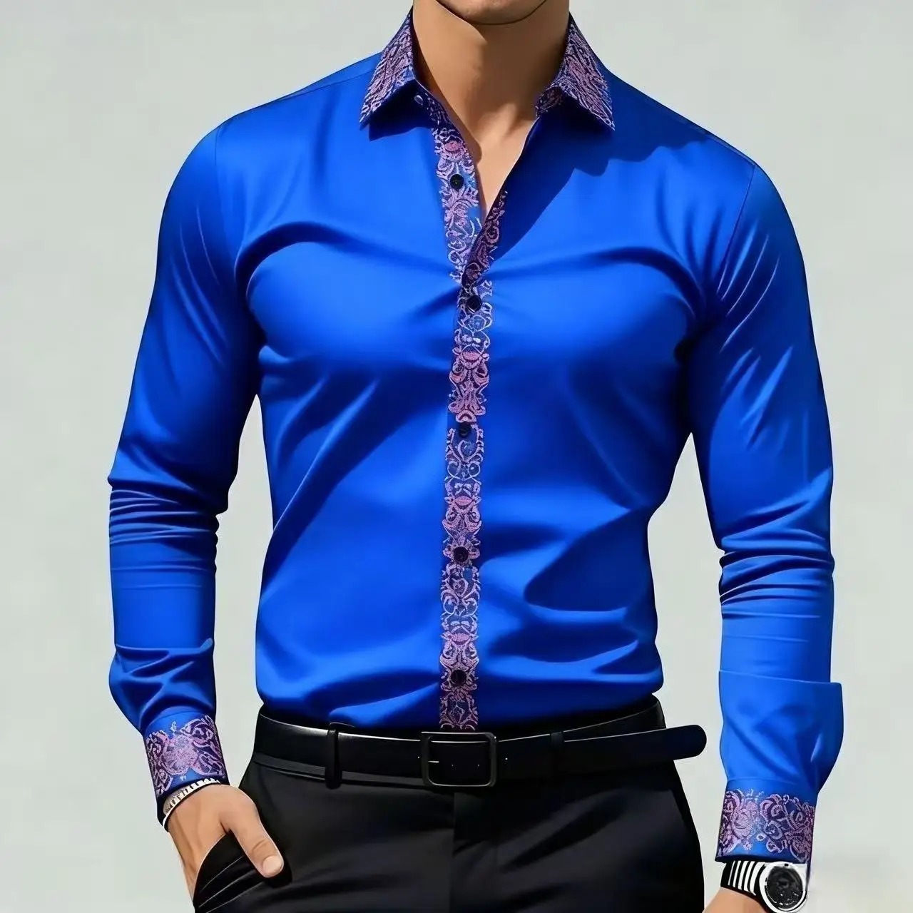 남성용 에스닉 스타일 프린트 셔츠, 긴팔 포멀 셔츠,  - Men'S Formal Ethnic Wear 리뷰 및 가격