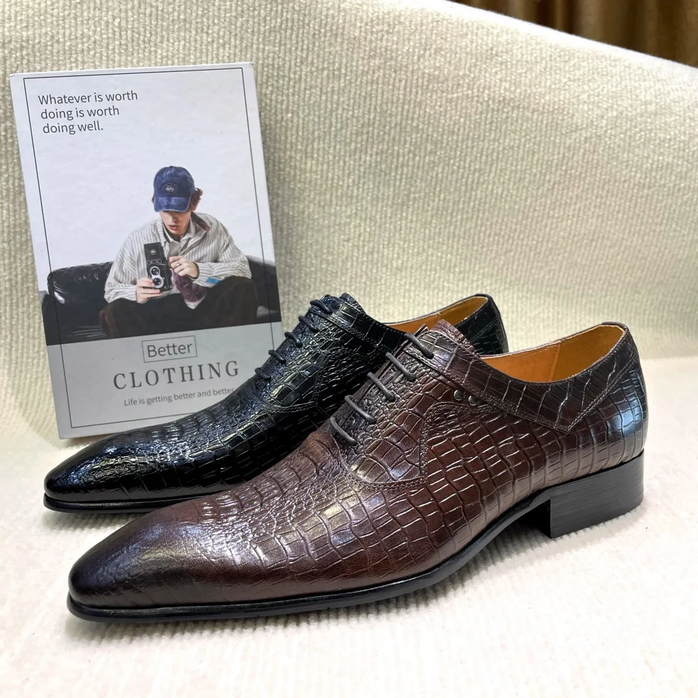 이탈리아 럭셔리 남성 지적 발가락 옥스포드 신발 블랙  - Formal Wear For Men In Wedding 리뷰 및 가격