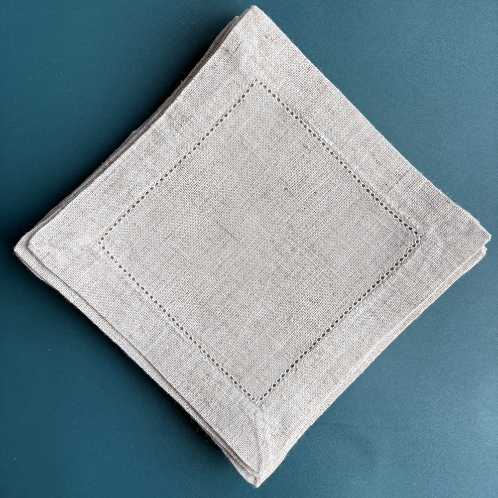 6개입 헤밍스티치 칵테일 냅킨, 내추럴 화이트 색상 칵 - Monogrammed Handkerchief 리뷰 및 가격