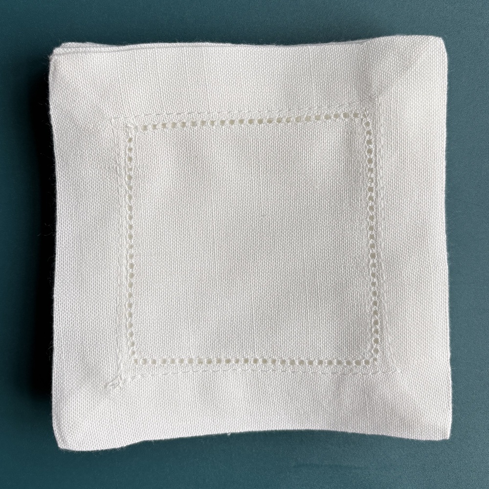 6개입 헤밍스티치 칵테일 냅킨, 내추럴 화이트 색상 칵 - Monogrammed Handkerchief 리뷰 및 가격