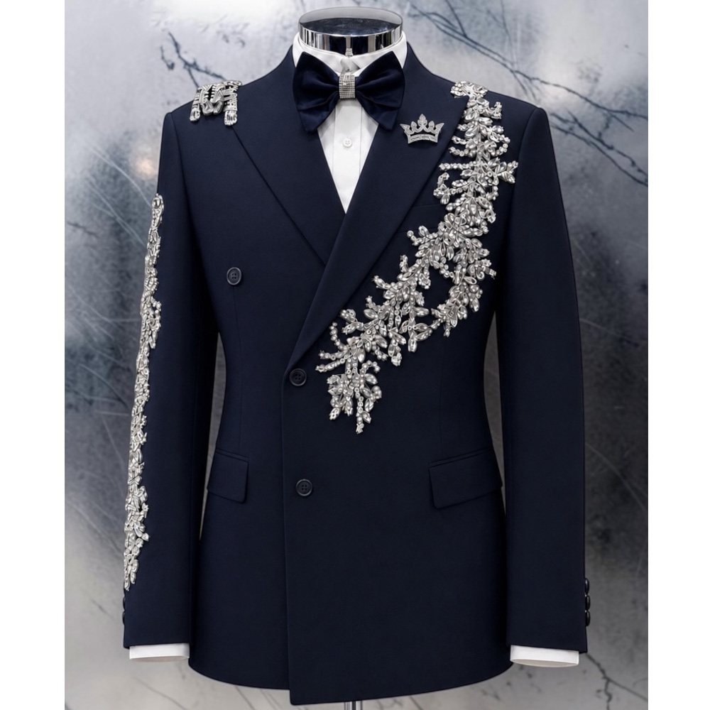 유니크 디자인 비즈 스톤 장식 슬림핏 숄 라벨 자켓 팬 - Unique Men'S Formal Wear 리뷰 및 가격