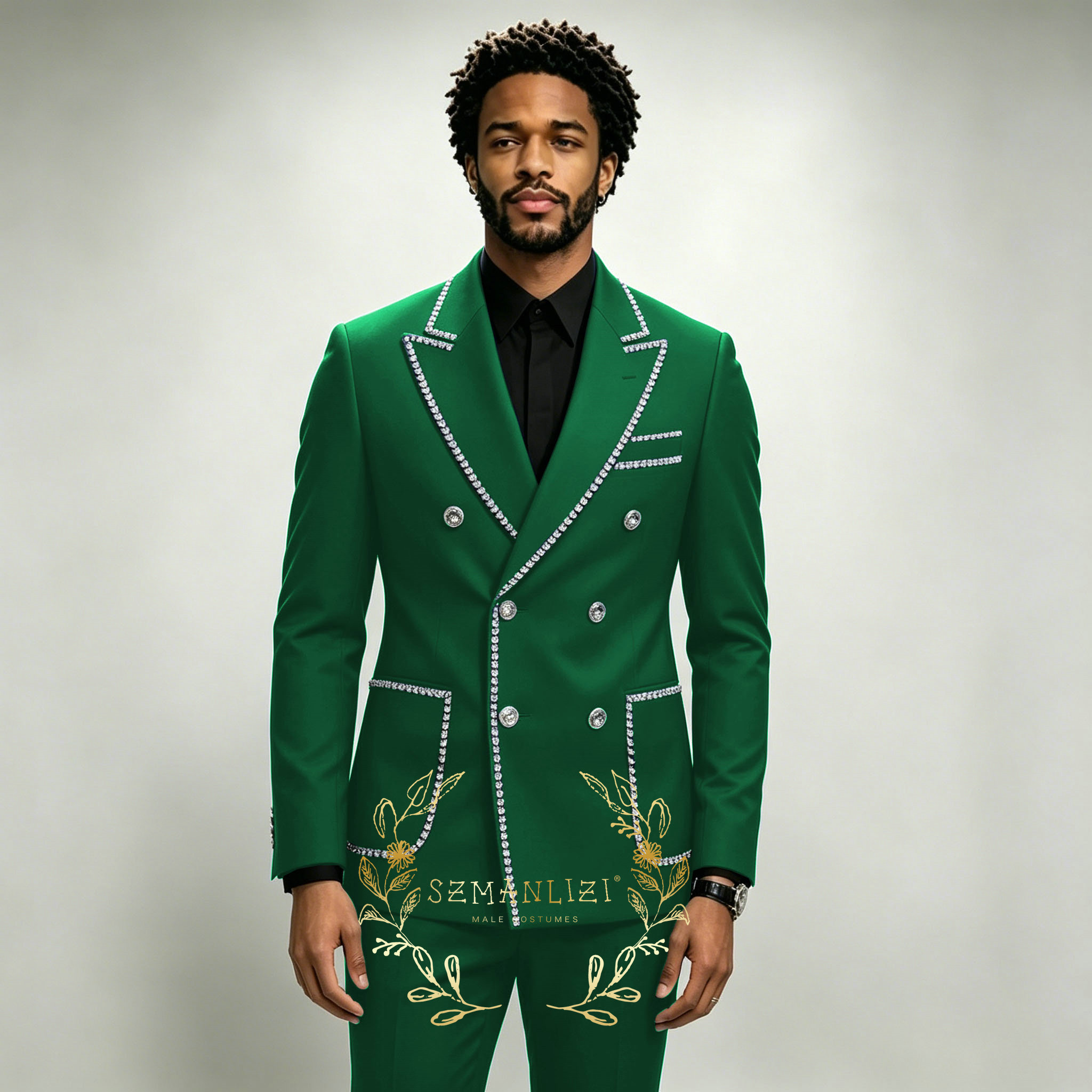 럭셔리 남성 정장 2피스 로얄 블루 크리스탈 피크드 라 - Formal Wear For Men In Wedding 리뷰 및 가격