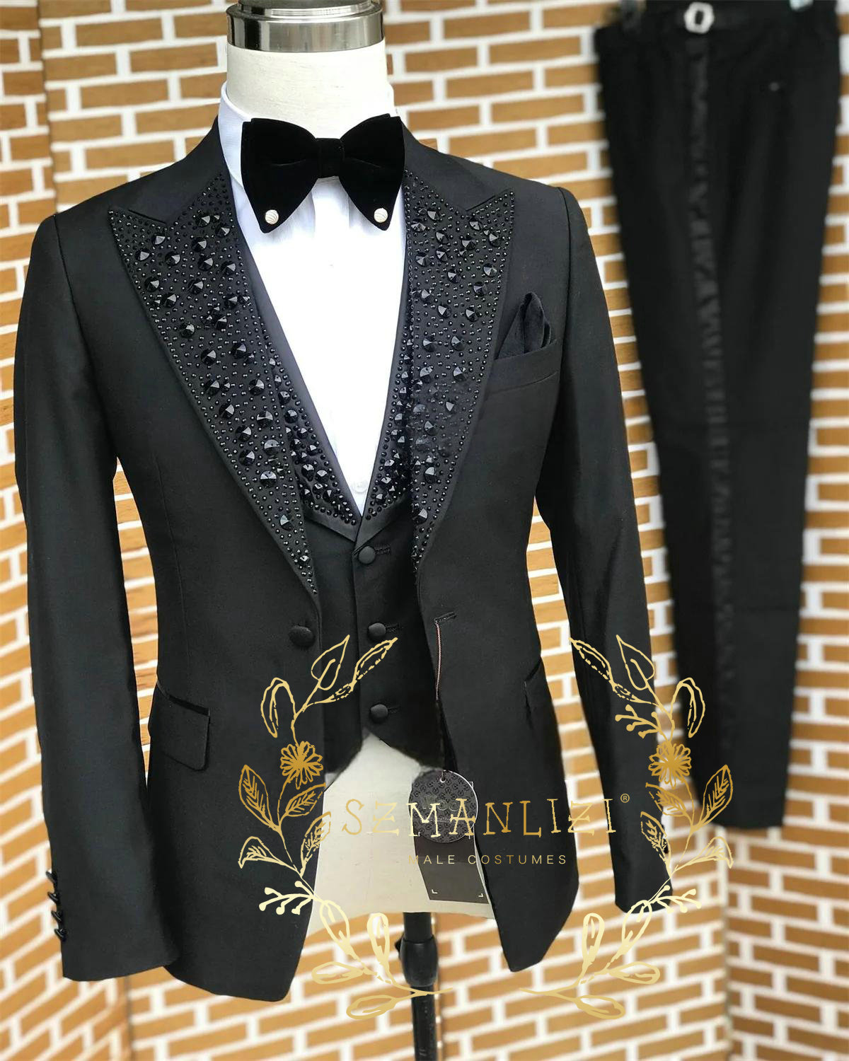 흑인 남성 정장 럭셔리 스톤 크리스탈 턱시도 맞춤형 신 - Formal Wear For Men In Wedding 리뷰 및 가격