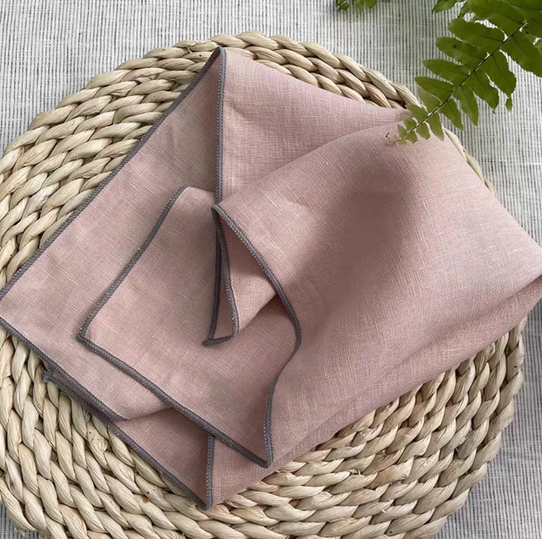 6PCS 그레이 락 엣지 천연 100% 린넨 테이블 냅 - Monogrammed Handkerchief 리뷰 및 가격