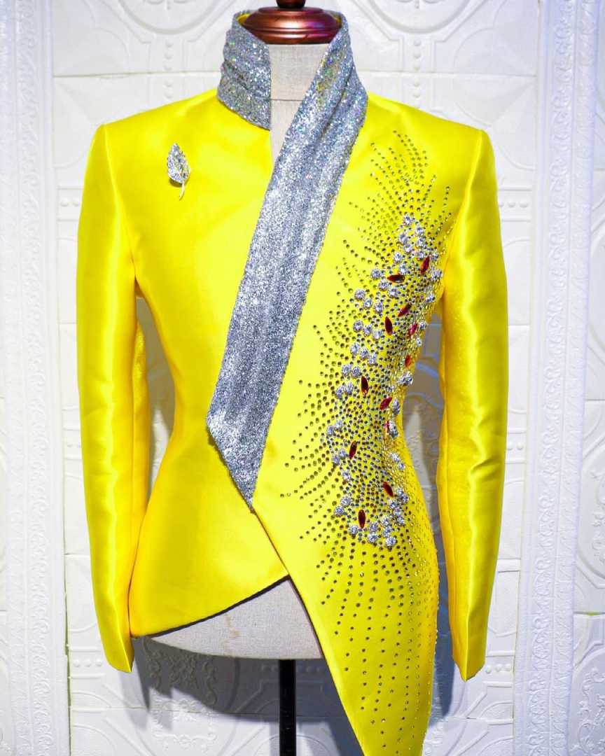 패션 노란색 웨딩 턱시도 독특한 2 조각 세트 재킷 바 - Unique Men'S Formal Wear 리뷰 및 가격