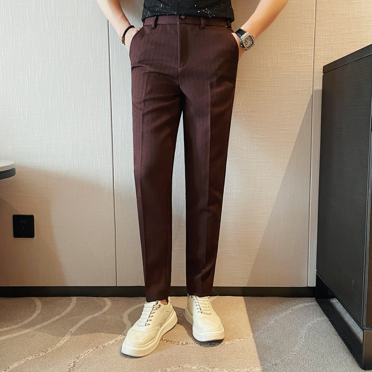 2025 봄 여름 신사복 얇은 줄무늬 캐주얼 바지 패션 - Young Men Formal Wear 리뷰 및 가격