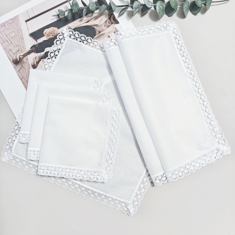 6Pcs 새로운 순수한 흰색 레이스 손수건 작은 크기  - Monogrammed Handkerchief 리뷰 및 가격