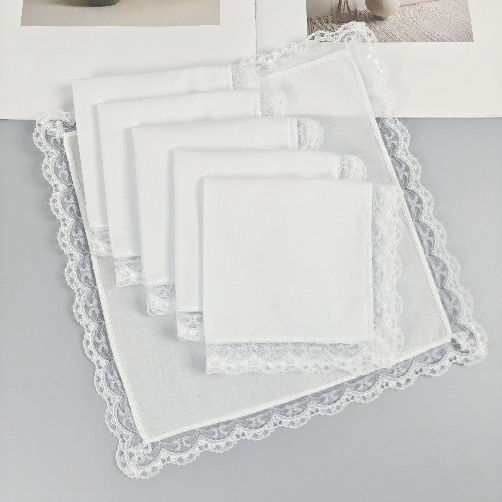 6Pcs 새로운 순수한 흰색 레이스 손수건 작은 크기  - Monogrammed Handkerchief 리뷰 및 가격
