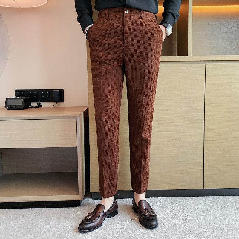 2024 가을 새로운 와플 스트레치 허리 비즈니스 정장 - Young Men Formal Wear 리뷰 및 가격