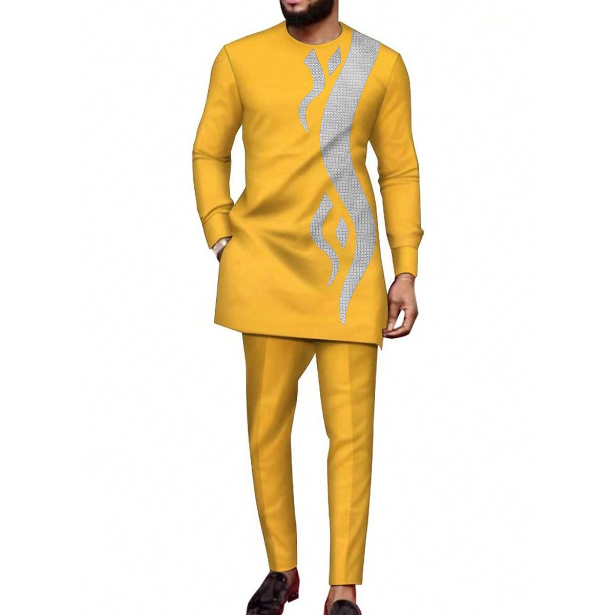 남성용 긴팔 자수 셔츠와 바지 정장, 남성용 전통 민족 - Men'S Formal Ethnic Wear 리뷰 및 가격