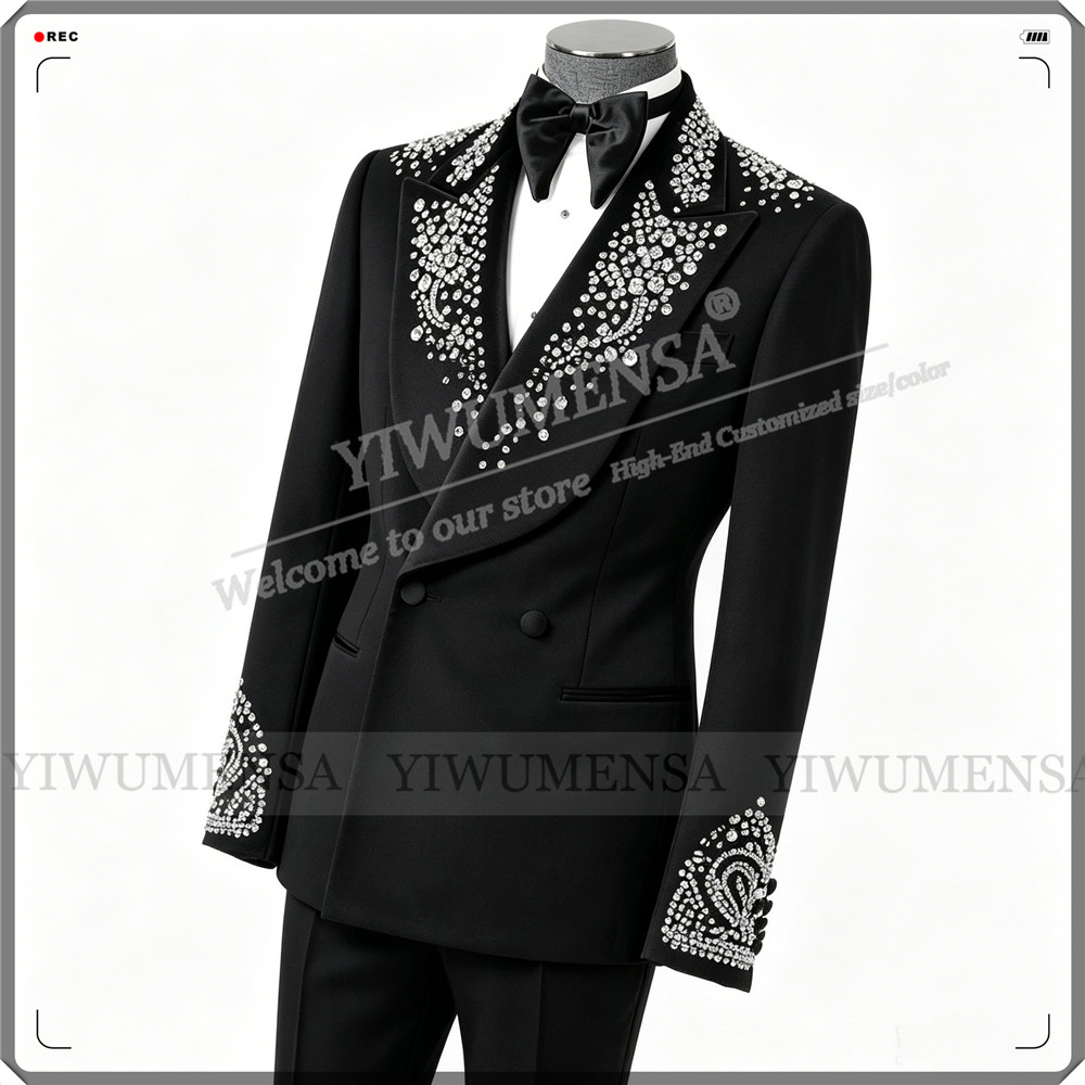 남자를위한 럭셔리 웨딩 정장 라인 석 페르시 자켓 바지 - Men Formal Party Wear Outfit 리뷰 및 가격
