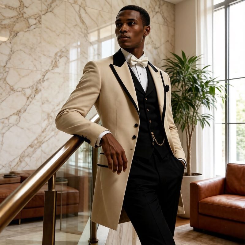 남성용 슬림핏 롱 그룸 턱시도 재킷 3피스 웨딩 정장, - Formal Wear For Men In Wedding 리뷰 및 가격