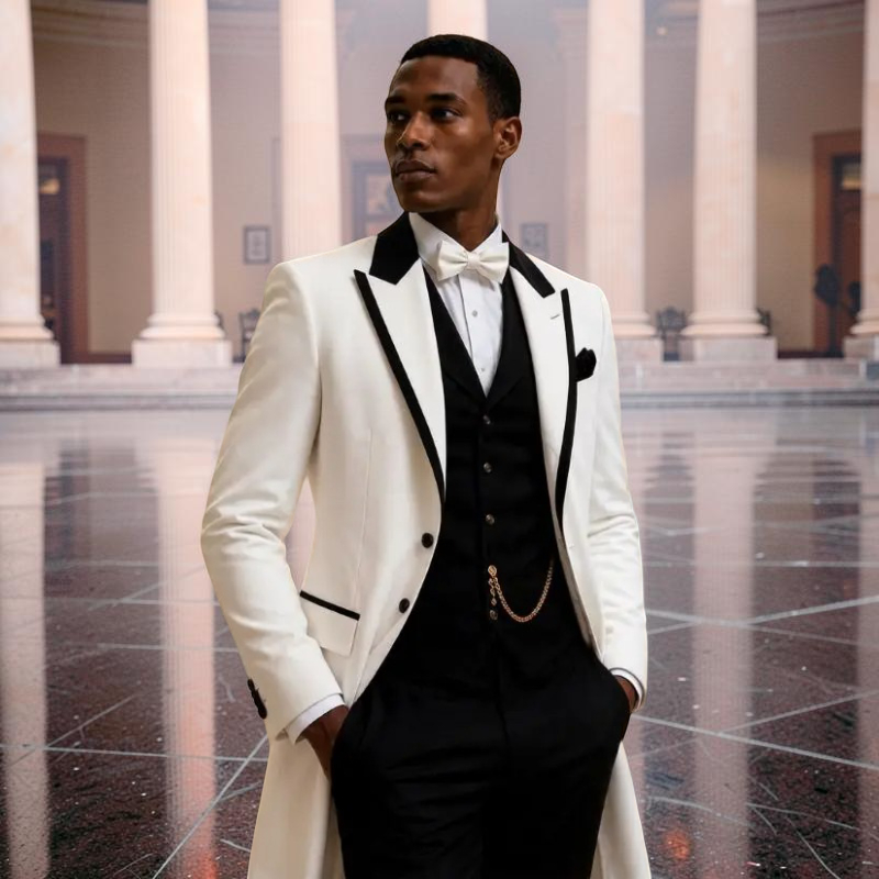 남성용 슬림핏 롱 그룸 턱시도 재킷 3피스 웨딩 정장, - Formal Wear For Men In Wedding 리뷰 및 가격