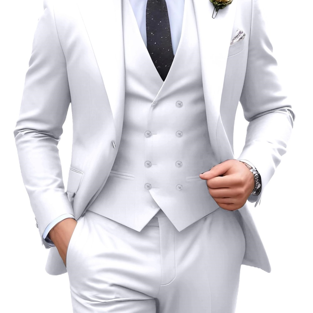 3피스 솔리드 컬러 남성 정장 웨딩 턱시도 신랑 의상  - Men Formal Party Wear Outfit 리뷰 및 가격