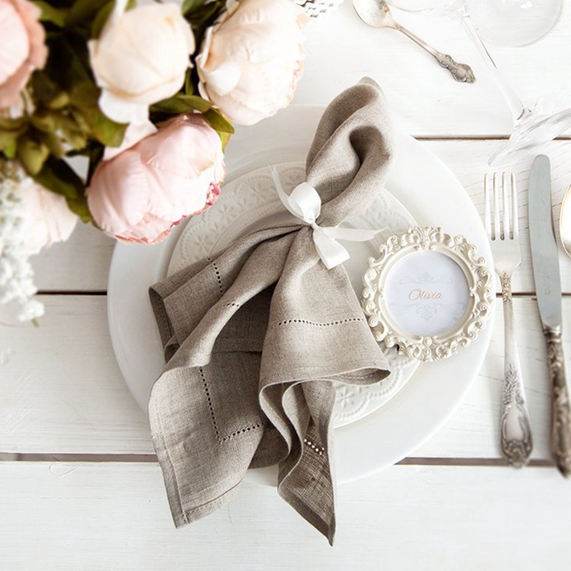 4 조각 흰색 냅킨 Hemstitch 천연 냅킨 리넨  - Monogrammed Handkerchief 리뷰 및 가격
