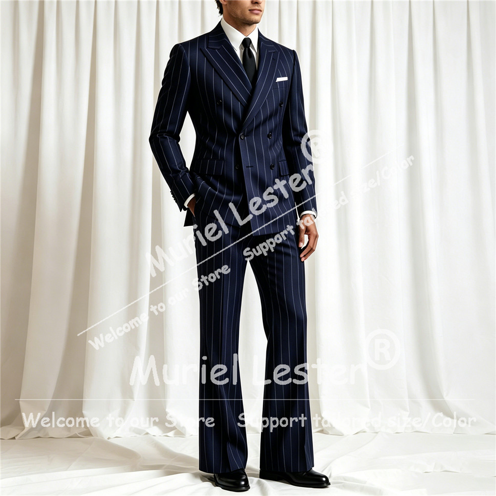 우아한 스트라이프 수트 남성 2피스 세트 더블 브레스티 - Men'S Formal Attire 리뷰 및 가격