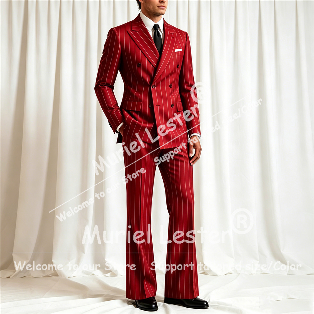 우아한 스트라이프 수트 남성 2피스 세트 더블 브레스티 - Men'S Formal Attire 리뷰 및 가격