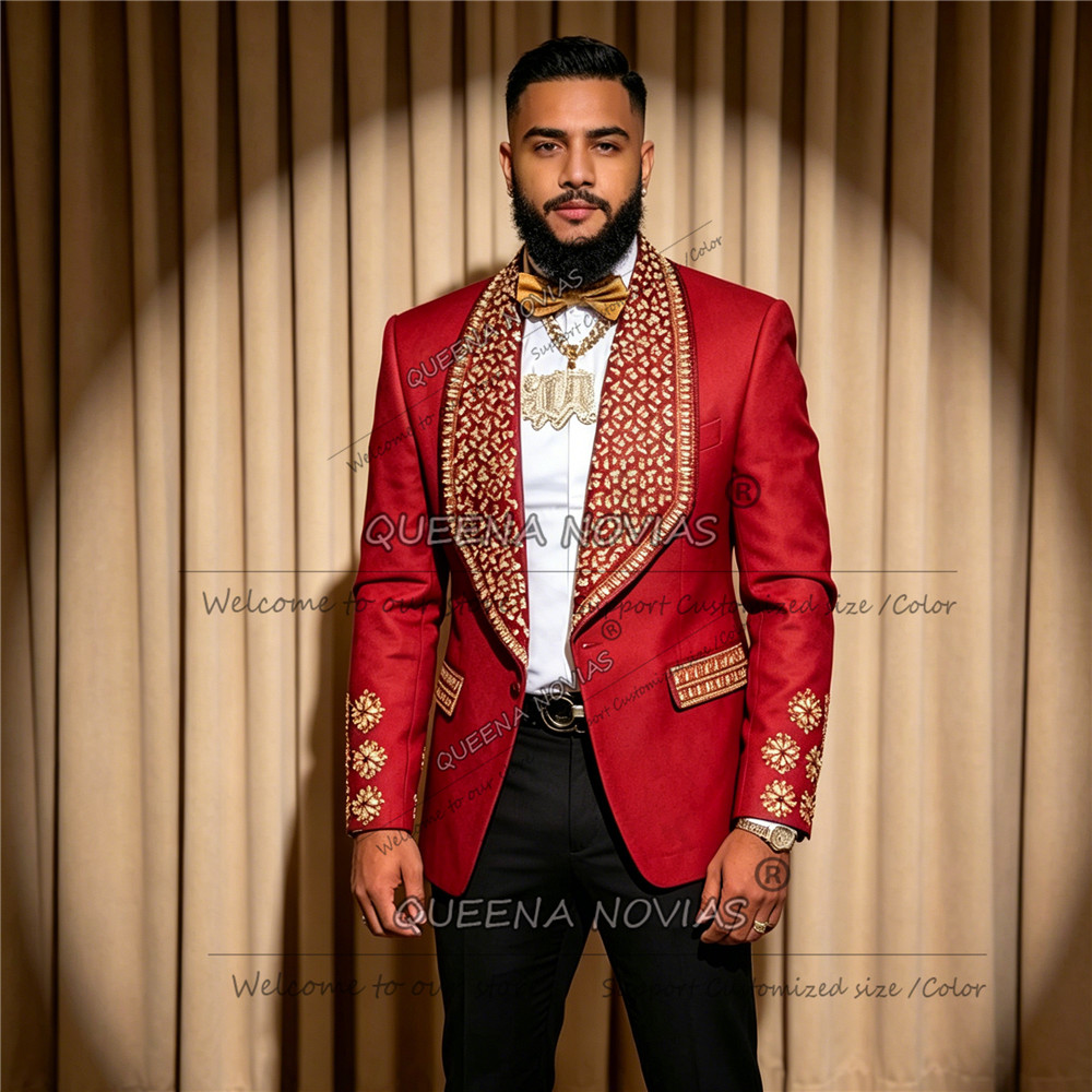 남성용 고급 웨딩 턱시도, 골드 주얼리 스톤 장식 프롬 - Men Formal Party Wear Outfit 리뷰 및 가격
